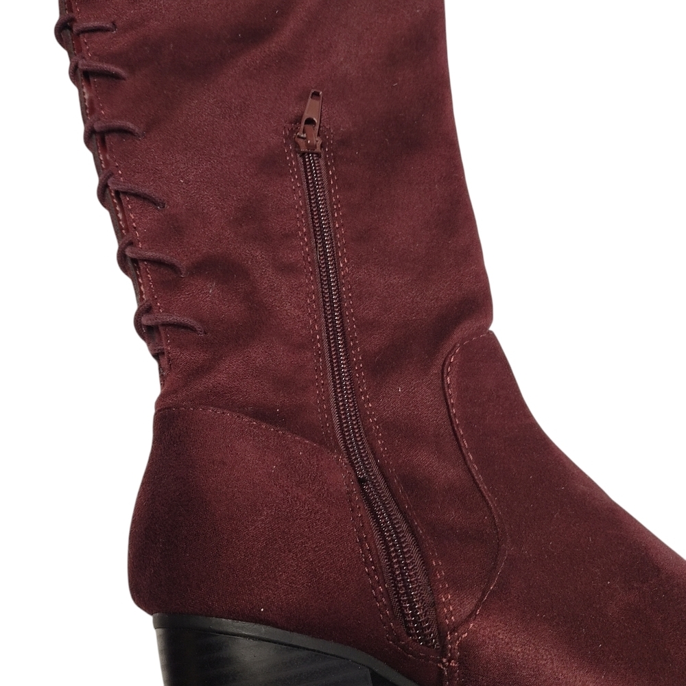 Soda Burgandy Faux Suede Over The Knee Boots High Heels Boots Size 7.5 New - Picture 5 of 14